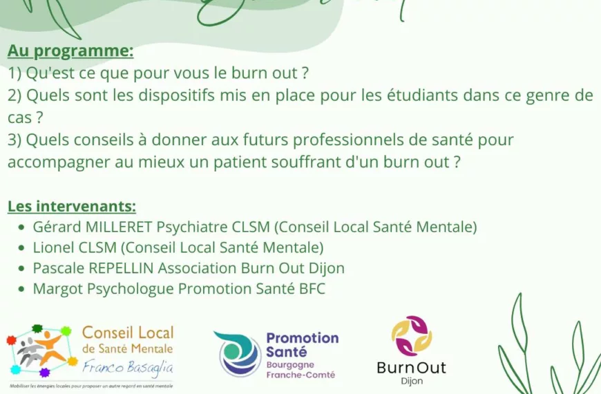 Burn out Dijon Prévention santé mentale professionnels de santé