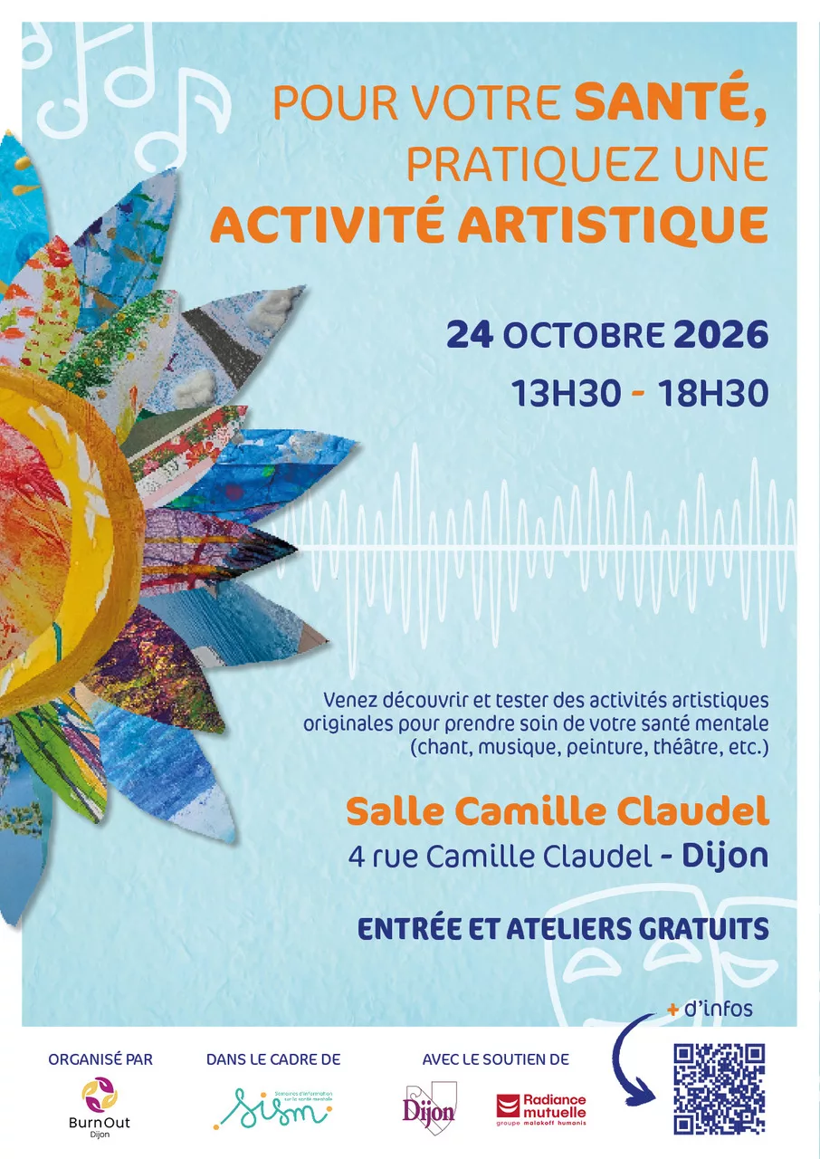 Pour votre santé, pratiquez une activité artistique ! événement organisé par Burn Out Dijon le 24 octobre 2026 à Dijon