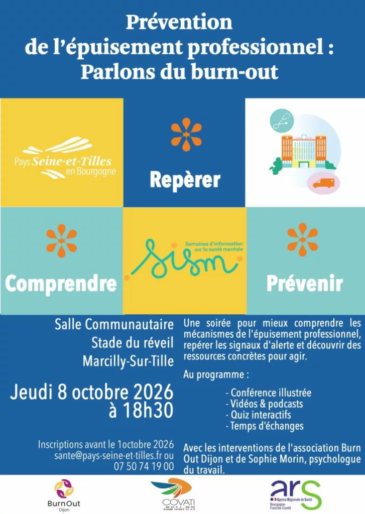 Conférence épuisement professionnel Burn Out Dijon et Sophie Morin PETR Seine et Tilles