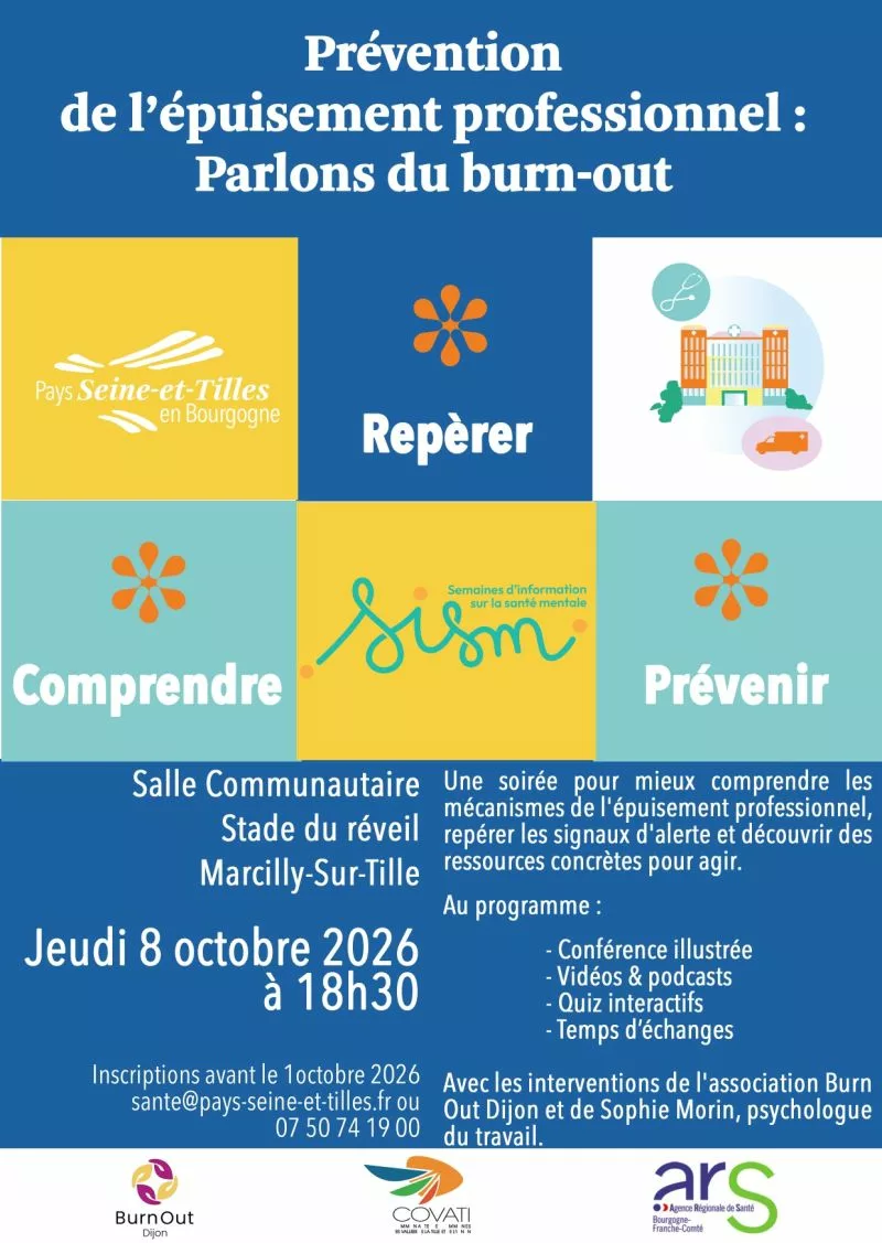Conférence épuisement professionnel Burn Out Dijon et Sophie Morin PETR Seine et Tilles